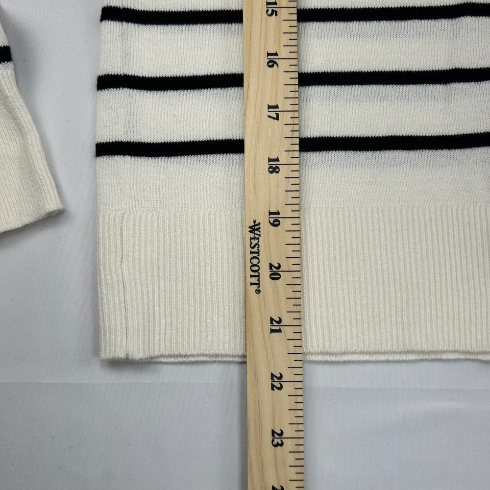 Gap Womens XS Crewneck Cardigan Sweater White Navy Blue Striped Cotton - Picture 3 of 10